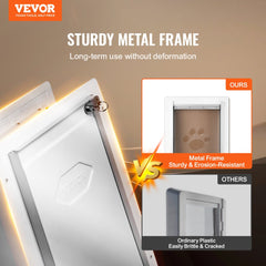 VEVOR Pet Door, 14.25" x 21.1" Metal Frame with Lock and 3-Flap System, Weatherproof Doggy Door, Easy to Install in
