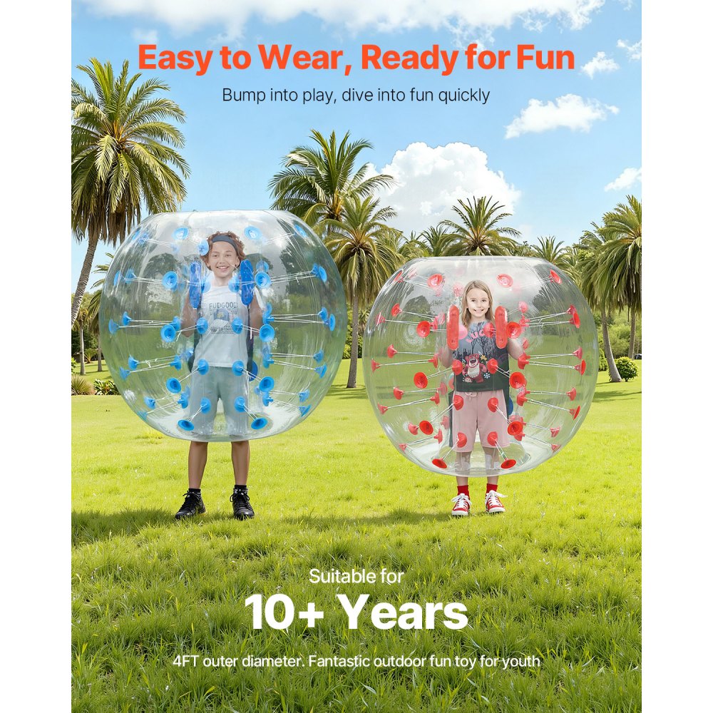 VEVOR Inflatable Bumper Balls 2-Pack, 4FT/1.2M Body Sumo Zorb Balls for Teen & Adult, 0.8mm Thick PVC Human Hamster