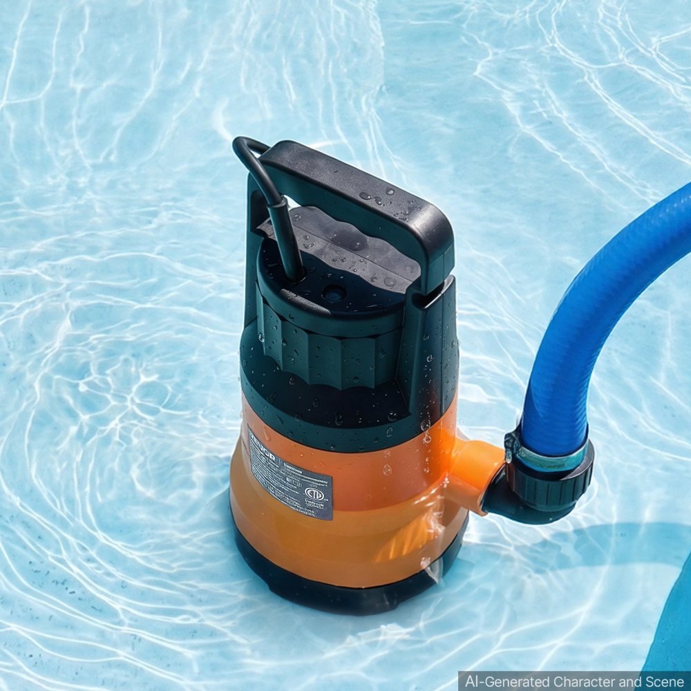 VEVOR Submersible Water Pump with 25 ft Hose 1.2 HP 5000 GPH Sump Pump, Portable Water Removal, Thermoplastic Material