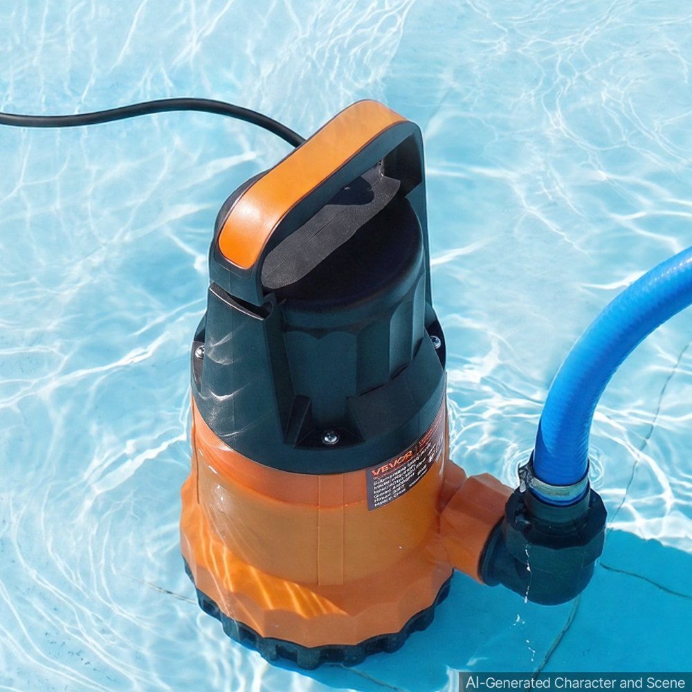 VEVOR Submersible Water Pump 1 HP 4300 GPH 33 ft Head Utility Sump Pump, Portable Water Removal, Thermoplastic