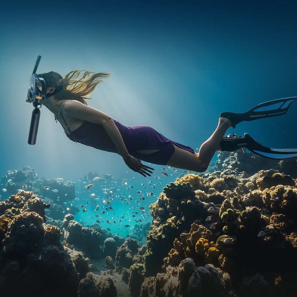 VEVOR Scuba Tank, 0.5L Portable Scuba Diving Tank, Diving Oxygen Cylinder Supports 5-10 Minutes Underwater Breathing
