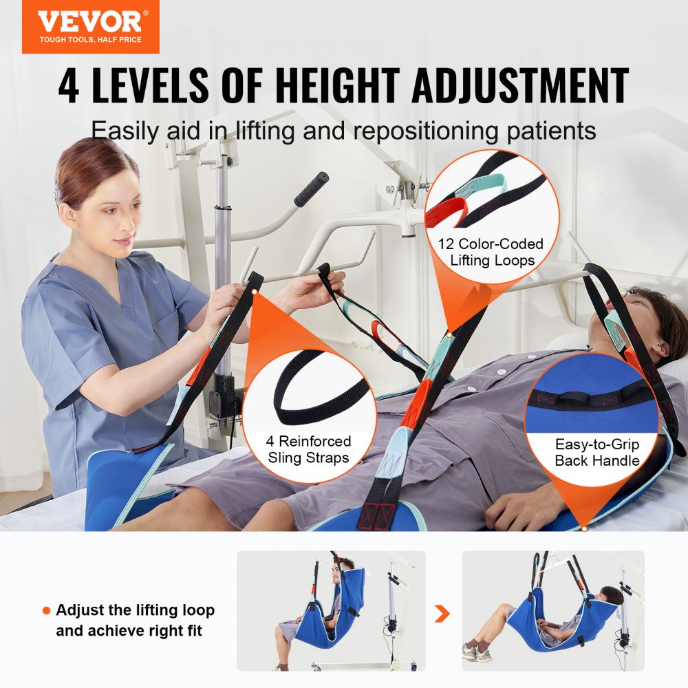 VEVOR Universal Full Body Patient Lift Sling -Small, Patient Lift Medical Sling for Easy Transfer and Bathing