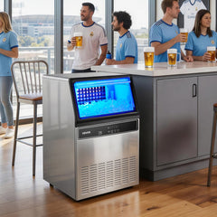 VEVOR Commercial Ice Maker Machine, 120Lbs/24H with 33Lbs Storage, 45 Cubes per Cycle, Stainless Steel Freestanding &