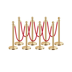 VEVOR Stanchions and Velvet Ropes 8Pcs, Hollow Base with Stainless Steel Post, 6 Red Velvet Ropes and Posts, Crowd