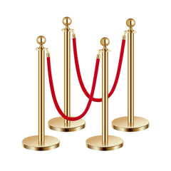 VEVOR Stanchions and Velvet Ropes 4Pcs, Hollow Base with Stainless Steel Post, 2 Red Velvet Ropes and Posts, Crowd