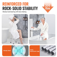 VEVOR Shower Chair for Inside Shower, 360 Degree Swivel Shower Seat, Adjustable Height Shower Stool, Non-Slip Bench