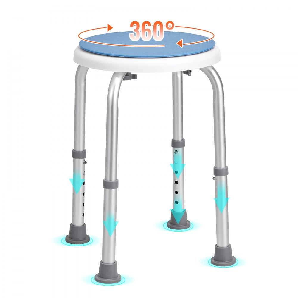 VEVOR Shower Chair for Inside Shower, 360 Degree Swivel Shower Seat, Adjustable Height Shower Stool, Non-Slip Bench