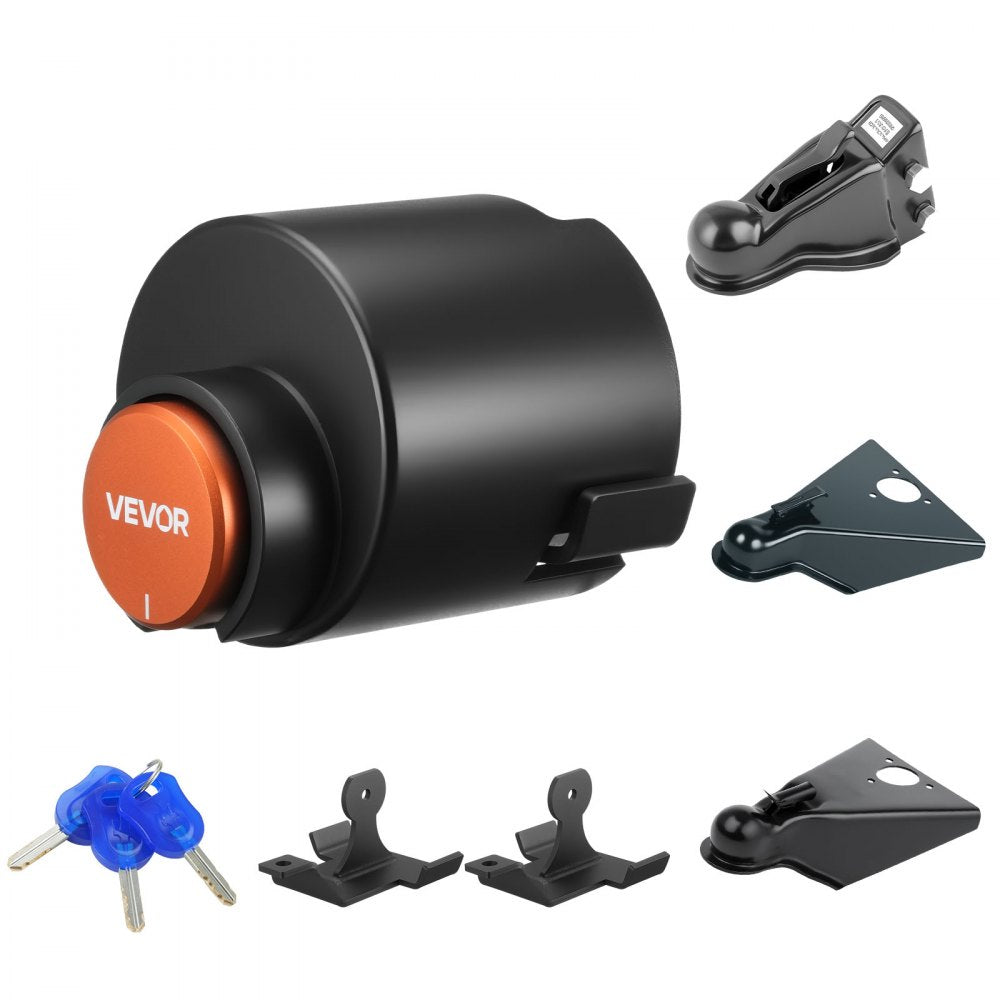 VEVOR Trailer Lock, Fits 2 & 2-5/16-Inch Straight Tongue Ball Couplers, Heavy Duty Hitch Lock with 3 Keys Secures