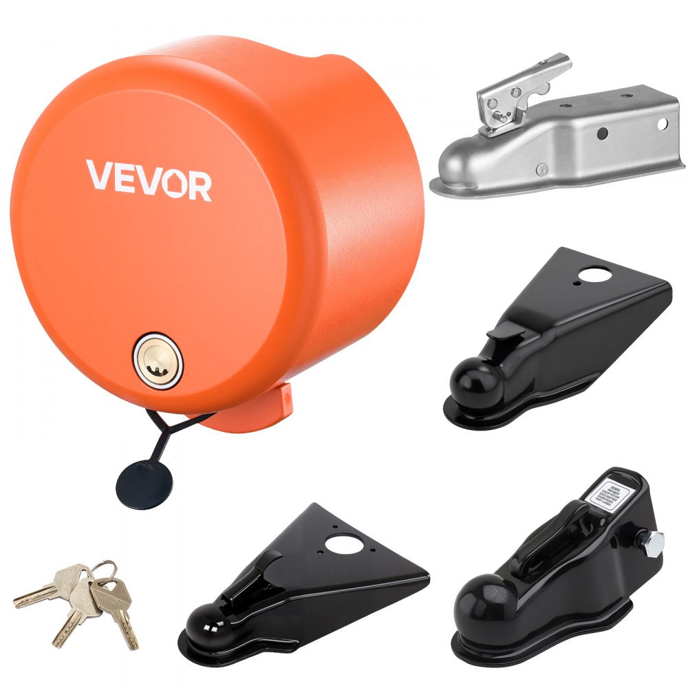 VEVOR Trailer Lock, Fits 1-7/8, 2 & 2-5/16-Inch Straight Tongue Ball Couplers, Heavy Duty Hitch Lock with 4 Keys