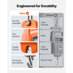VEVOR Digital Crane Scale, 880 lbs/400 kg Max Capacity, Handheld Hanging Scale with Cast Aluminum Case & LCD Display