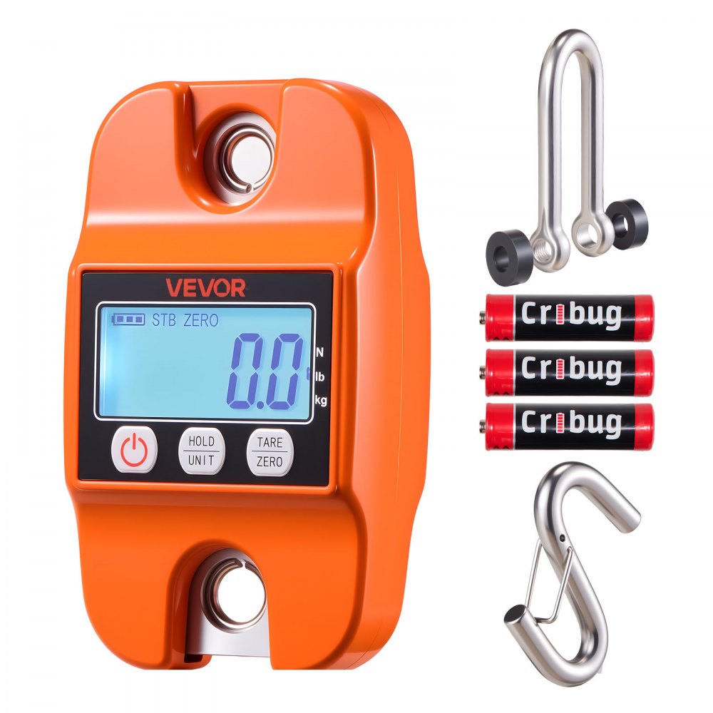 VEVOR Digital Crane Scale, 880 lbs/400 kg Max Capacity, Handheld Hanging Scale with Cast Aluminum Case & LCD Display
