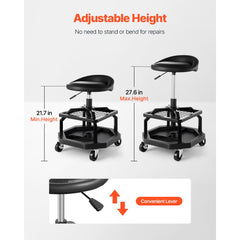 VEVOR Rolling Shop Stool, Pneumatic Garage Seat/Work Stool with 300 lbs Capacity, Adjustable Height Roller Creeper