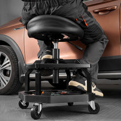 VEVOR Rolling Shop Stool, Pneumatic Garage Seat/Work Stool with 300 lbs Capacity, Adjustable Height Roller Creeper