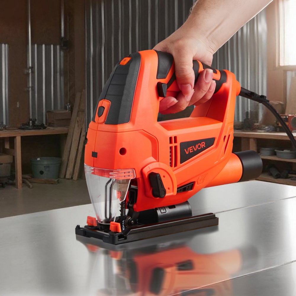 VEVOR Jig Saw, 6.5 Amp, 3000 SPM Blade Speed, Electric Jigsaw with 6 pcs Blades, LED Light, 6 Variable Speed, 0- 45°