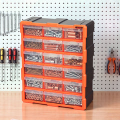 VEVOR 18-Drawer Storage Organizer, Plastic, Drawer Storage Cabinet for Garage Organization, Stackable Small Parts