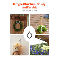 VEVOR 20 PCS Q-Hanger Hooks, 2.17 in Q Hanger String Light Hooks Outdoor, Heavy Duty Outdoor Screw Hooks with Security