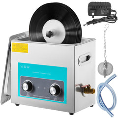 VEVOR Ultrasonic Vinyl Record Cleaner 6L 40kHz Vinyl Ultrasonic Cleaning Machine Knob Control Record Ultrasonic Cleaner