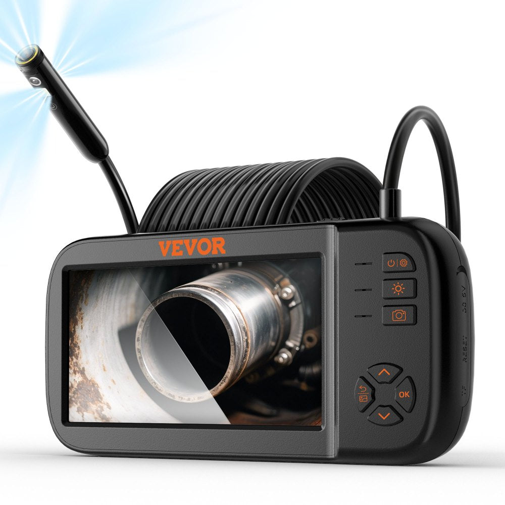 VEVOR Borescope Camera, Triple Lens Endoscope Camera with Light, 4.5" Screen 1080P Inspection Camera with 10 LED Light