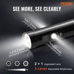 VEVOR Triple Lens Borescope, 5" IPS Screen Inspection Camera with Lights, 8X Zoom 1080P HD Split Screen, 10 LED Lights