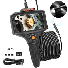 VEVOR Triple Lens Borescope, 5" IPS Screen Inspection Camera with Lights, 8X Zoom 1080P HD Split Screen, 10 LED Lights