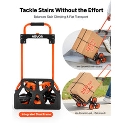 VEVOR Stair Climbing Cart, 260 lbs Capacity, Portable Folding Trolley Cart, For Home, Groceries, and Warehouse, with