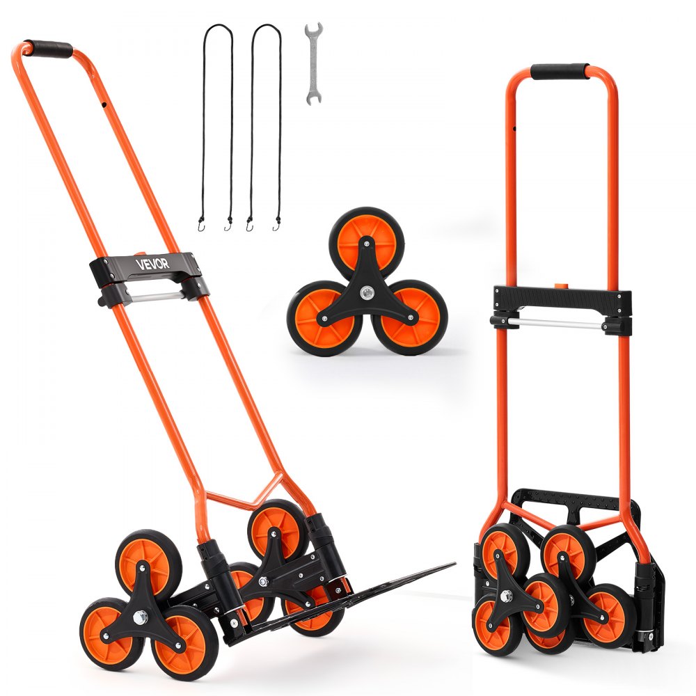 VEVOR Stair Climbing Cart, 260 lbs Capacity, Portable Folding Trolley Cart, For Home, Groceries, and Warehouse, with
