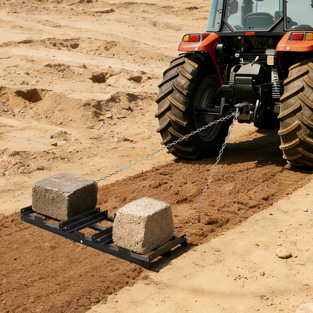 VEVOR Drag Harrow, 48 x 20 in, Tow-Behind Driveway Grader with Adjustable Width & 50lbs Load Capacity, Heavy Duty Lawn