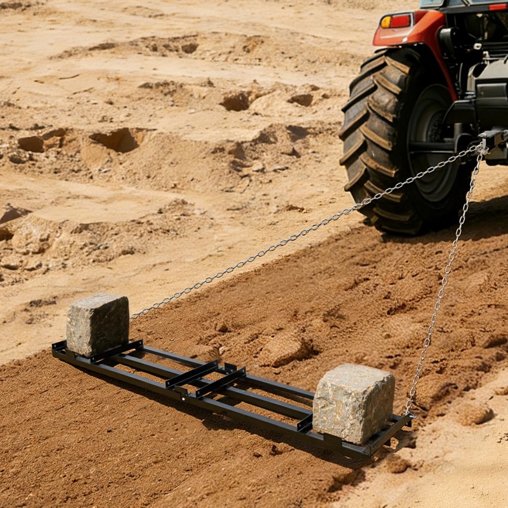 VEVOR Drag Harrow, 96 x 20 in, Tow-Behind Driveway Grader with Adjustable Width & 50lbs Load Capacity, Heavy Duty Lawn