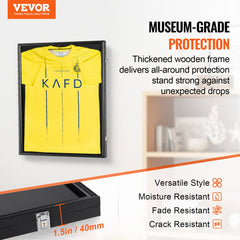 VEVOR Jersey Display Frame Case, 24 x 32 x 1.5 in, Large Lockable Sport Jersey Shadow Box with 98% UV Protection PC