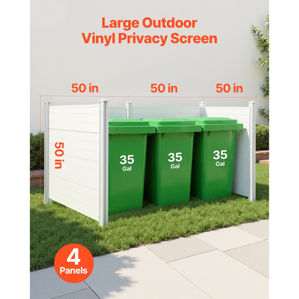VEVOR 4 Panels Outdoor Privacy Screen, 50 x 50 in Air Conditioner Fence with 27.6 in Ground Stakes, Pool Equipment