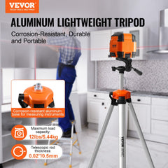 VEVOR Laser Level Tripod, ¼ x 20 Thread Mount, 27.36-68.11 inch Height Adjustment with Integrated Level Bubble
