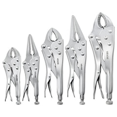 VEVOR Locking Pliers Set 5-Piece Pliers Tool Set Nickel-Plated Carbon Steel, Hand Tools for DIY & Home Use, 5"/7"/10"