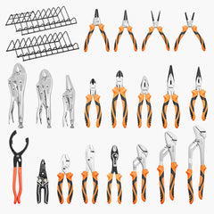VEVOR Pliers Set 20-Piece Utility Set Polished Carbon Steel Jaw Hand Tools, For DIY & Home Use, Long Nose, Locking