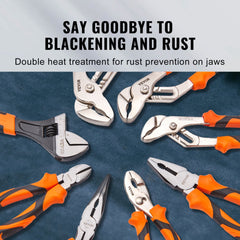 VEVOR 8-Piece Pliers Set, High Carbon Steel, 12"/10"/8" Groove Joint Pliers, 8" Linesman's Pliers, 6" Slip Joint