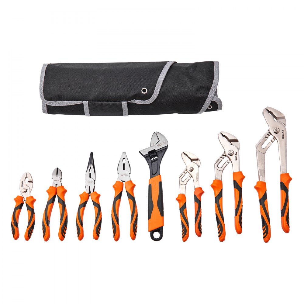 VEVOR 8-Piece Pliers Set, High Carbon Steel, 12"/10"/8" Groove Joint Pliers, 8" Linesman's Pliers, 6" Slip Joint