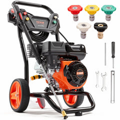 VEVOR Gas Pressure Washer, 3400 PSI 2.6 GPM, Gas Powered Pressure Washer with Aluminum Pump, Spray Gun and Extension