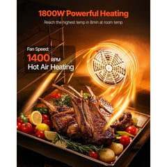 VEVOR Commercial Convection Oven, 66L/60Qt, Half-Size Conventional Oven Countertop, 1800W 4-Tier Toaster w/Front Glass