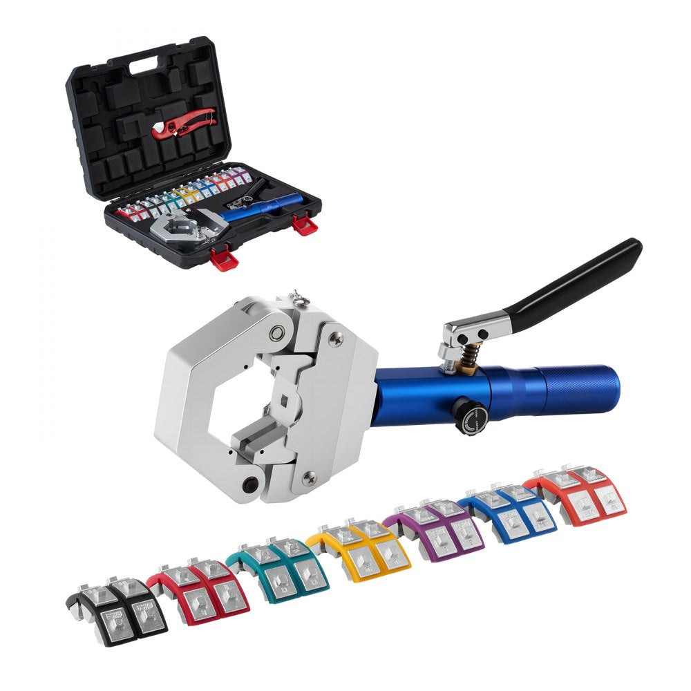 VEVOR Hydraulic Hose Crimper, Hydra-Krimp AC Hose Crimper Kit with 7 Dies Snap-On, Integral Manual Hydraulic A/C Hoses