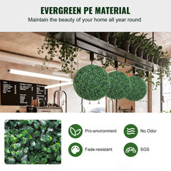 VEVOR Artificial Topiaries Boxwood Trees, 16" Tall (2 Pieces), Ball-Shape Faux Topiaries Plant, All-year Green Feaux