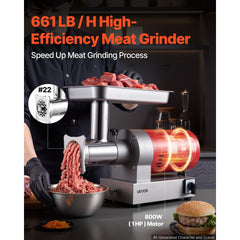 VEVOR Electric Meat Grinder, 661 Lbs/Hour800 W Meat Grinder Machine, 1.5 HP Electric Meat Mincer with 2 Grinding