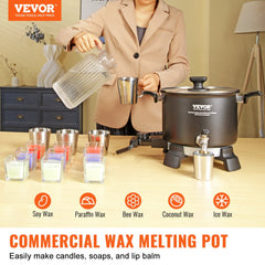 VEVOR 5 Liter Wax Melter for Candle Making, Large Electric Wax Melting Pot Easy Pour Spout, 4-level Temperature