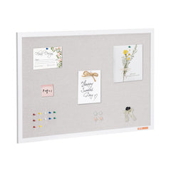 VEVOR 36"x24" White Cork Board with Linen Surface - Stylish Wall-Mounted Bulletin Board for Home, School, Office