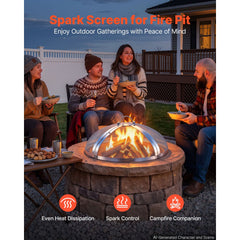 VEVOR Fire Pit Spark Screen, 19 inch Round, Stainless Steel Mesh Cover Lid, for Outdoor, Patio, Backyard, Camping