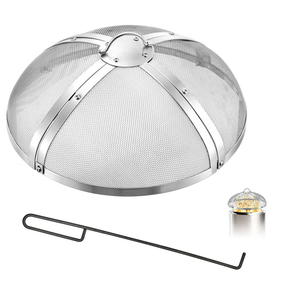 VEVOR Fire Pit Spark Screen, 19 inch Round, Stainless Steel Mesh Cover Lid, for Outdoor, Patio, Backyard, Camping