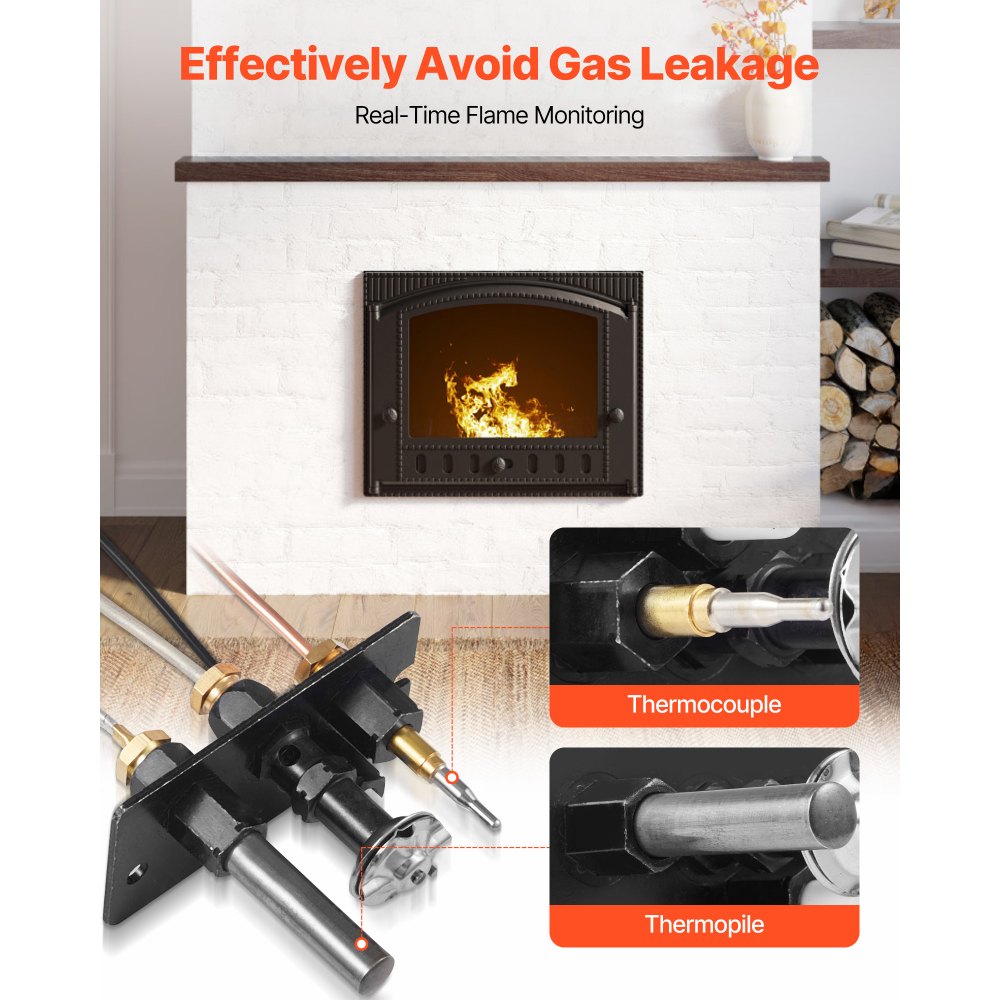 VEVOR Gas Pilot Assembly, OE 69L17, 69L1701, 904405, J4117, 108084-02 Fireplace Gas Pilot Assembly Kit, Natural Gas