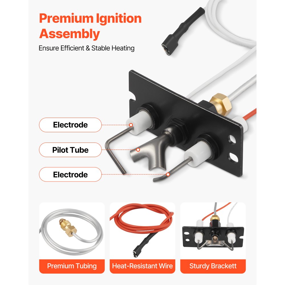 VEVOR Gas Pilot Assembly, OE 2090-012, 2198-012, SRV2090-012 Fireplace Gas Pilot Assembly, Natural Gas Ignition