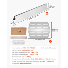 VEVOR Flavorizer Bars and Heat Deflectors, 17 inch Grill Replacement Part, for Weber Genesis 300 Series Grills