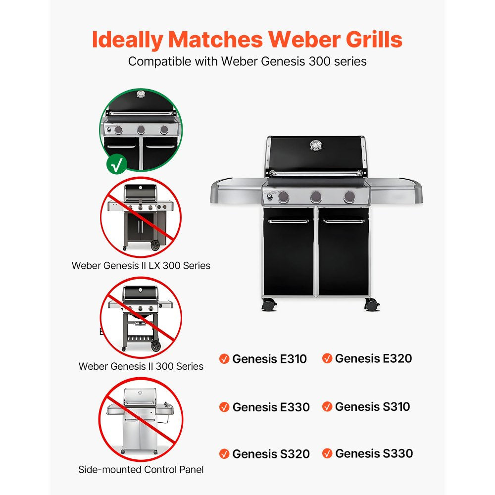 VEVOR Flavorizer Bars and Heat Deflectors, 17 inch Grill Replacement Part, for Weber Genesis 300 Series Grills