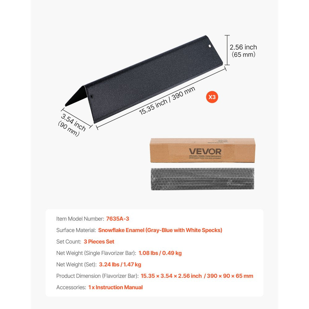 VEVOR Flavorizer Bars, 15 in Grill Replacement Part, for Weber Spirit I & II 200 Series Grills, Including Spirit ll