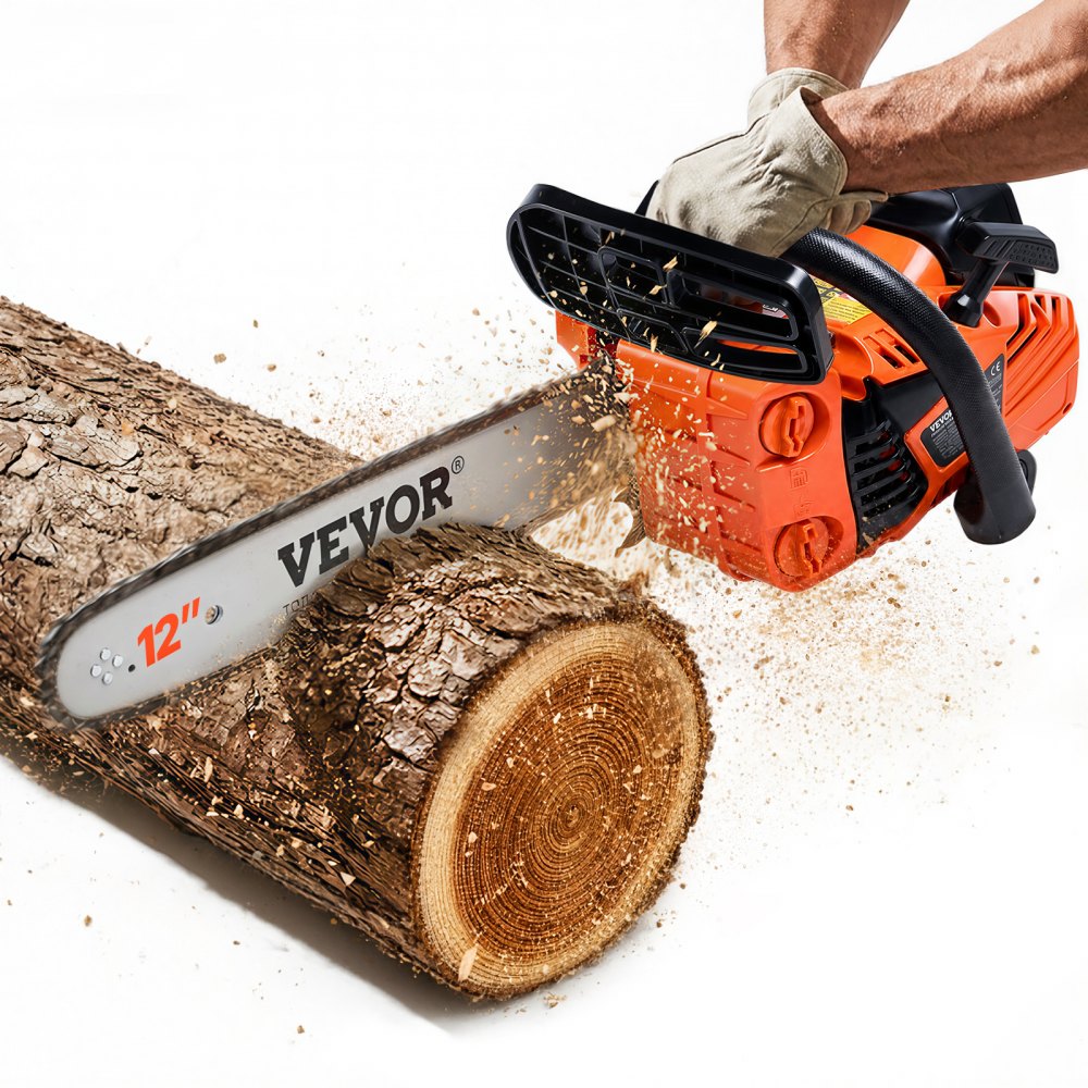 VEVOR Gas Chainsaw, 25.4CC 12" 1.2HP, Gasoline Powered Chain Saw, Handheld Cordless Petrol Chainsaws for Tree Wood